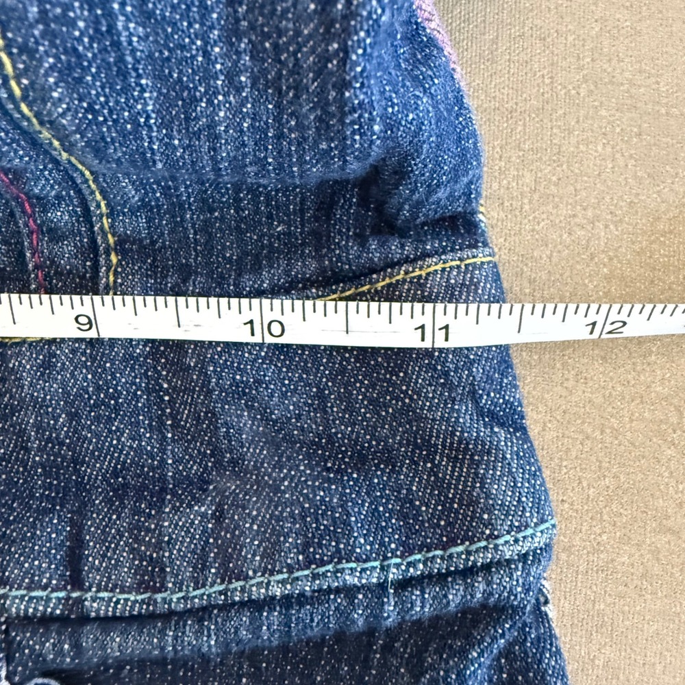 Rocawear Girls Denim Dress Blue Fruit Print Back Rhinestone Zip Front Size M 5 - Picture 8 of 10